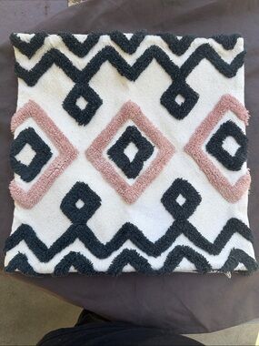H&M Geometric Tufted Accent Pillow - Black, White & Blush Pink